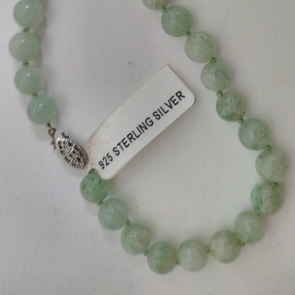 Green Aventurine Semi-Precious Bead Necklace with Sterling Silver Clasp, NWT - Picture 4 of 7